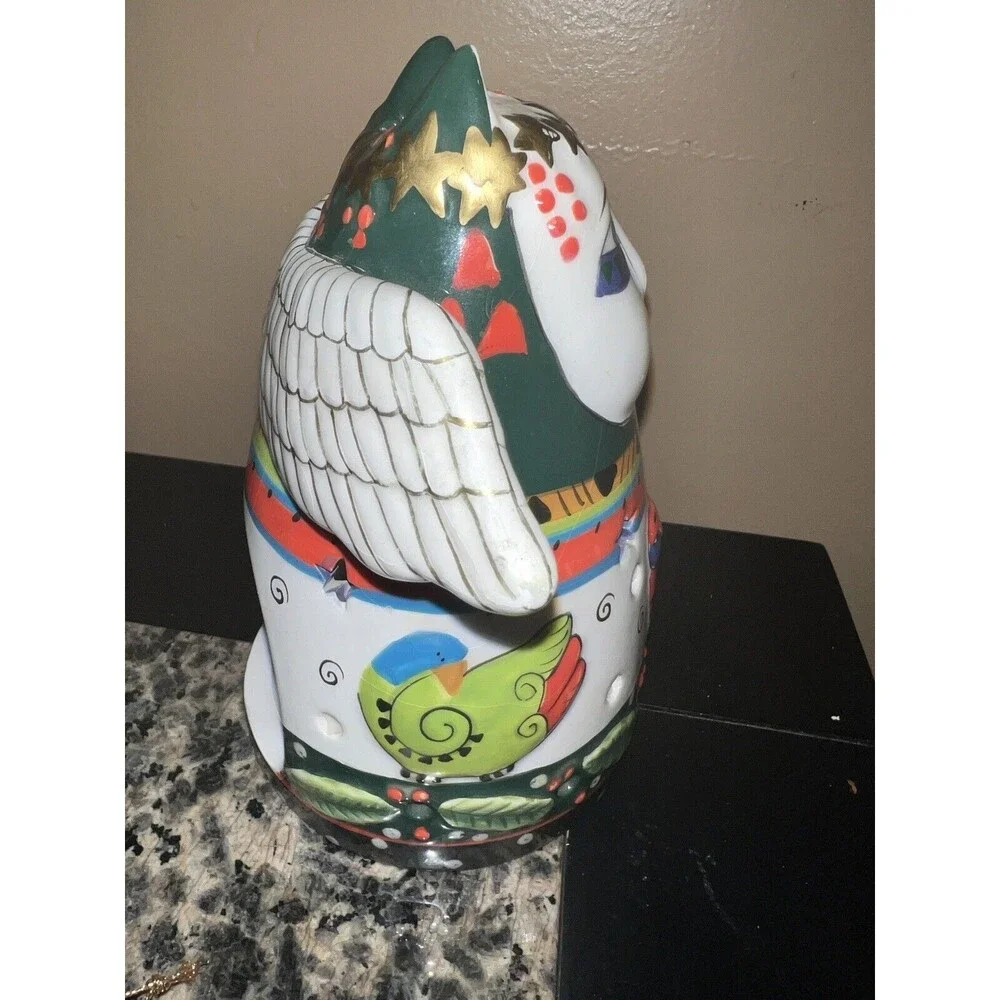 Laurel Burch Votive stand Angel Cat Tealight Bella Casa Ganz Wings Holly Berries